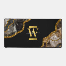 Monogram für den Black & Gold Agate Geode Glitzer