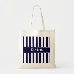 Monogram für den blauen Ribbon-Namen der Navy Whit Tragetasche
