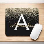 Monogram für den Gold Black Luxury Glitzer Mousepad<br><div class="desc">Monogram Mousepad mit Monogram Name und Black Sparkle Glitzer. Dieses Mauspad kann so angepasst werden,  dass es Ihren Vor- und Nachnamen enthält.</div>