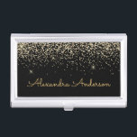 Monogram für den Gold Black Luxury Glitzer Visitenkarten Dose<br><div class="desc">Gold und Black Imitats Luxuriöser Chic Glam Glitzer und sparkle Elegant Girly Business Card Inhaber. Dieser Visitenkartenhalter kann so angepasst werden,  dass er Ihren Vor- und Nachnamen einbezieht.</div>