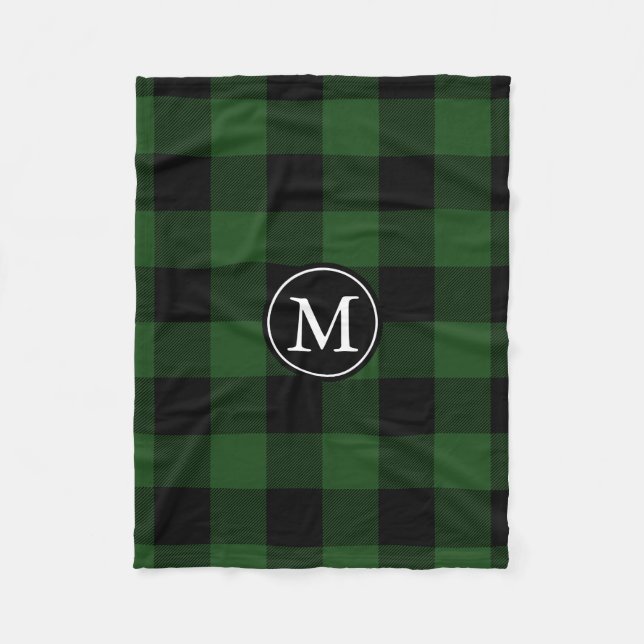 Monogram für den grünen und schwarzen Buffalo-Karo Fleecedecke (Vorderseite)
