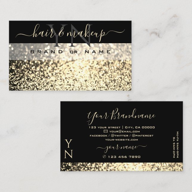 Monogram für den luxuriösen Black-Gold-Sparkling-G Visitenkarte (Vorne/Hinten)