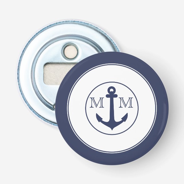 Monogram für die blaue Weißkrebserne Nautik Flaschenöffner (Vorderseite)