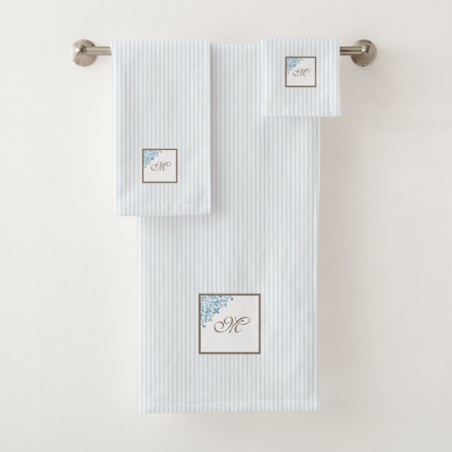 Monogram für die Blue Strip-Lilie Badhandtuch Set (Insitu)