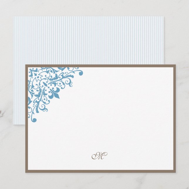 Monogram für die Blue Strip-Lilie Mitteilungskarte (Vorne/Hinten)