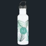 Monogram für die grünen tropischen Palm-Blätter Edelstahlflasche<br><div class="desc">Personalisieren Sie mit einer ersten Wasserflasche mit meinen tropischen,  grünen Blätter der Palmen.</div>