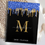 Monogram für elegante Black Blue Gold Glitzer Trop Planer<br><div class="desc">Benutzerdefinierter Kalender-Planer für Monogramm. Behalt all deine Termine und Termine praktisch mit unserem modernen und eleganten Tropfen-Planer in Schwarz und Gold mit personalisiert mit Monogramm Initial und Namen. Dieser einzigartige Planer ist ideal für Büroplanung, Schulprogramm, Familienfeiern und Arbeitszeiten. In unserer Kollektion finden Sie passende Zuhause- und Schulbüroprodukte. COPYRIGHT © 2022...</div>