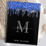 Monogram für elegante Black Blue Silver Glitzer Tr Planer<br><div class="desc">Benutzerdefinierter Kalender-Planer für Monogramm. Behalt all deine Termine und Termine praktisch mit unserem modernen und eleganten Tropfen-Planer in Schwarz und Silber mit personalisiert mit Monogramm Initial und Namen. Dieser einzigartige Planer ist ideal für Büroplanung, Schulprogramm, Familienfeiern und Arbeitszeiten. In unserer Kollektion finden Sie passende Zuhause- und Schulbüroprodukte. COPYRIGHT © 2022...</div>