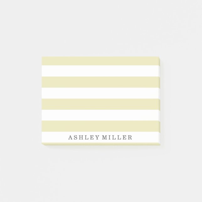 Monogram für Girly Gold Classic Stripes Post-it Klebezettel (Vorderseite)