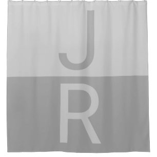 Monogram für leichte graue und graue moderne Initi Duschvorhang