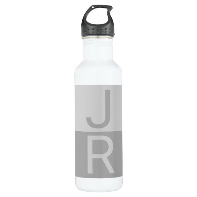 Monogram für leichte graue und graue moderne Initi Edelstahlflasche (Vorderseite)