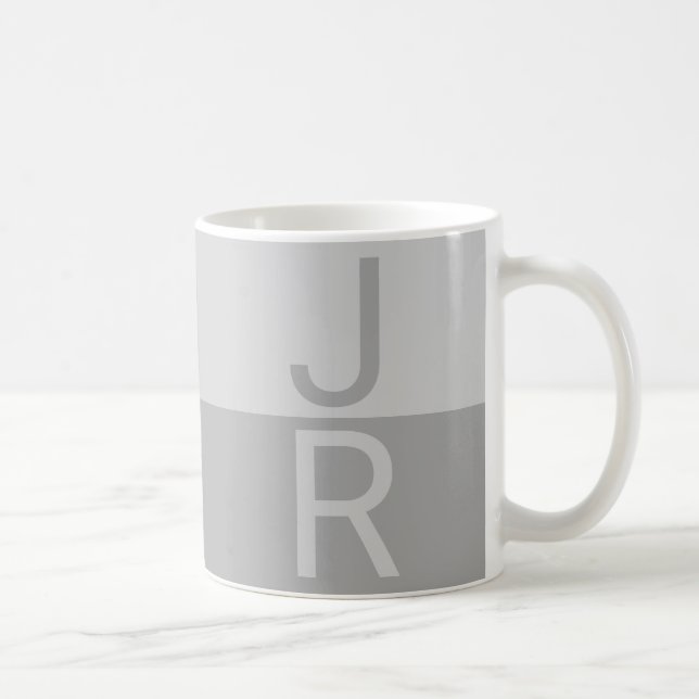 Monogram für leichte graue und graue moderne Initi Kaffeetasse (Rechts)