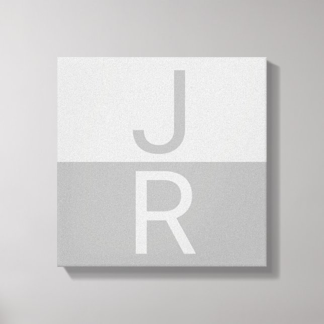 Monogram für leichte graue und graue moderne Initi Leinwanddruck (Vorderseite)