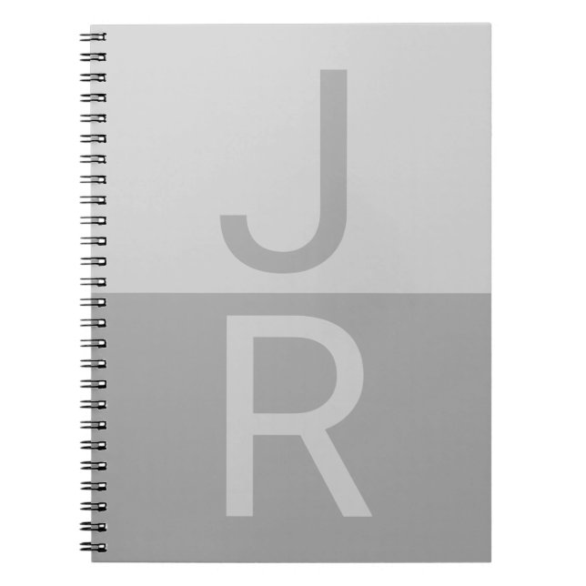 Monogram für leichte graue und graue moderne Initi Notizblock (Vorderseite)