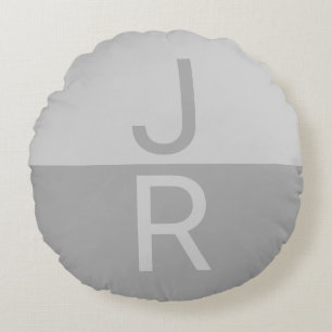 Monogram für leichte graue und graue moderne Initi Rundes Kissen