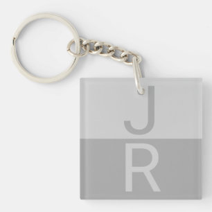 Monogram für leichte graue und graue moderne Initi Schlüsselanhänger