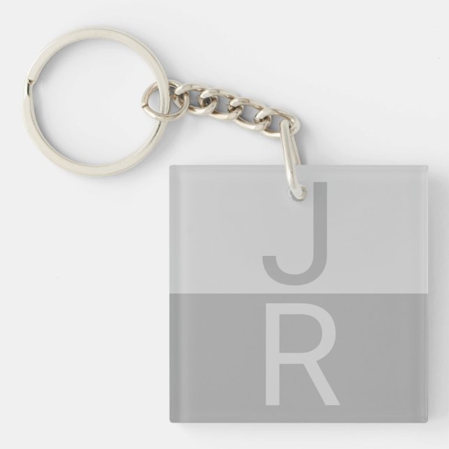 Monogram für leichte graue und graue moderne Initi Schlüsselanhänger (Vorderseite)