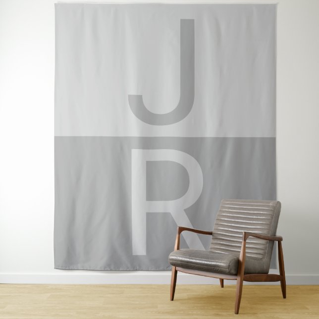 Monogram für leichte graue und graue moderne Initi Wandteppich (Beispiel)