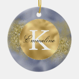 Monogram für lila Glitzer Keramik Ornament