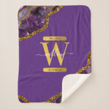 Monogram für lila und Gold Agate Geode Glitzer