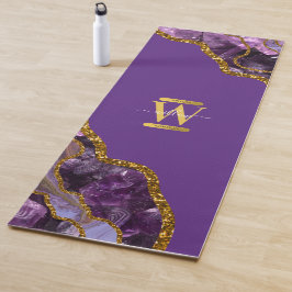 Monogram für lila und Gold Agate Geode Glitzer Yogamatte