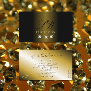 Monogram für luxuriöse Black Gold Sparkling Diamon Visitenkarte