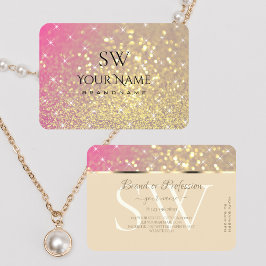 Monogram für luxuriöse Gold Pink Lila Glitzer Star Visitenkarte