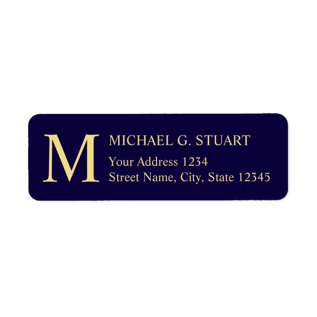 Monogram für Navy Blue und Gold Elegant (Vorne)