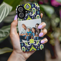 Monogram für Navy und Green Ikat Paisley Custom Fo