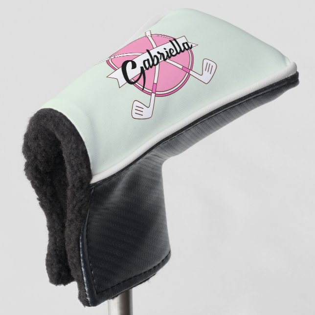 Monogram für Personalisierte, rosa-farbene Golfklu Golf Headcover (3/4 Vorderseite)