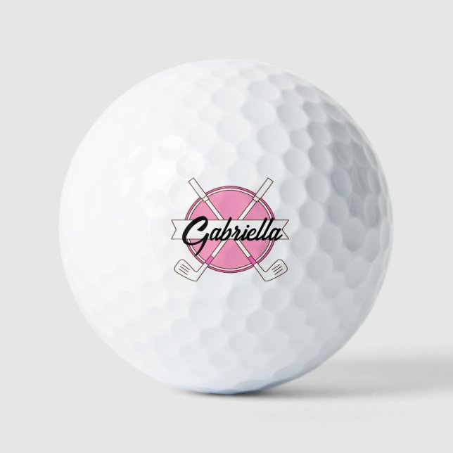 Monogram für Personalisierte, rosa-farbene Golfklu Golfball (Vorderseite)