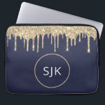 Monogram für personalisiertes Gold Navy Blue Glitz Laptopschutzhülle<br><div class="desc">Personalisiertes Gold und Navy Blue Imitats Glitzer und Sparkle Elegant Mit Monogramm Initials Case. Dieser Fall kann so angepasst werden,  dass er Ihren Anfangs- und Vornamen enthält.</div>