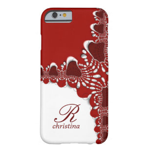 Monogram für Red White Tribal Lace Fraktale Barely There iPhone 6 Hülle