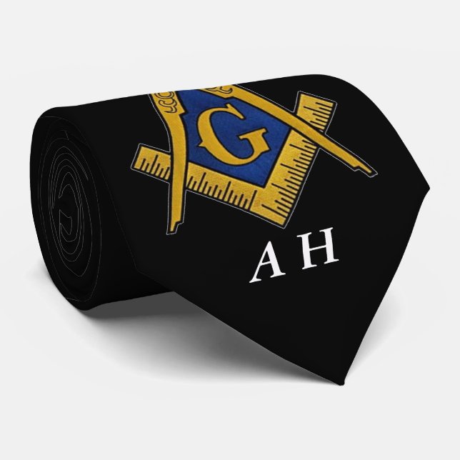 Monogram für Schwarz-Weiß-Freimaurer Krawatte (Gerollt)