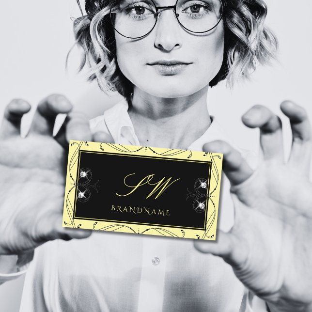 Monogram für Zierschwarze Creme Visitenkarte (Von Creator hochgeladen)
