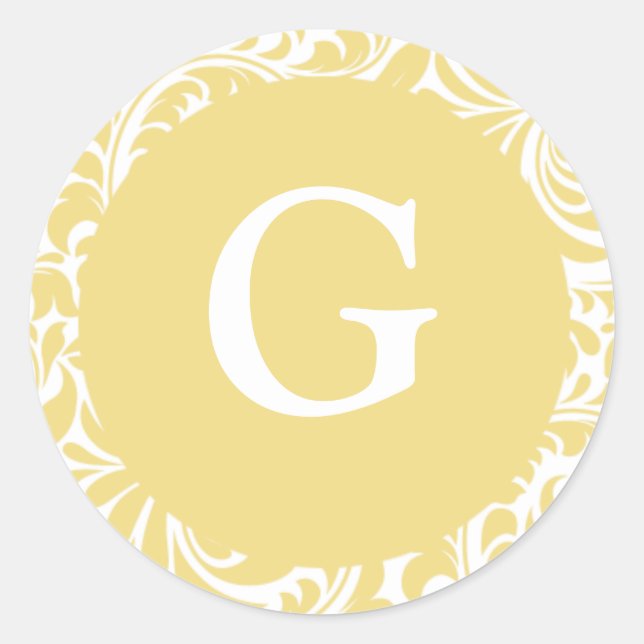 Monogram G Antique Gold Anpassbare Einladung Runder Aufkleber (Vorderseite)