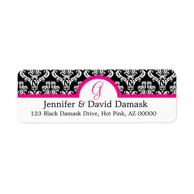 Monogram G Damask White Address Labels (Vorne)