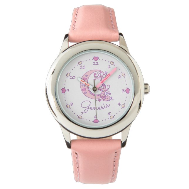 Monogram G girls doodletter art Genesis Armbanduhr (Vorderseite)