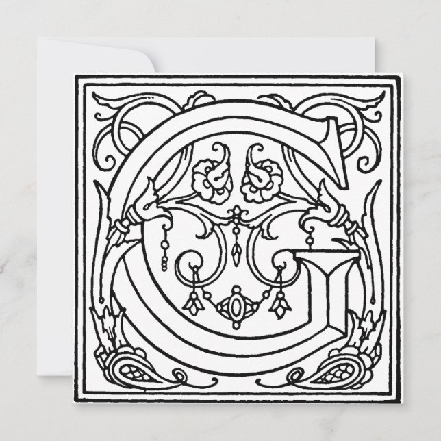 Monogram G Initial Black and White Floral Pattern (Vorderseite)