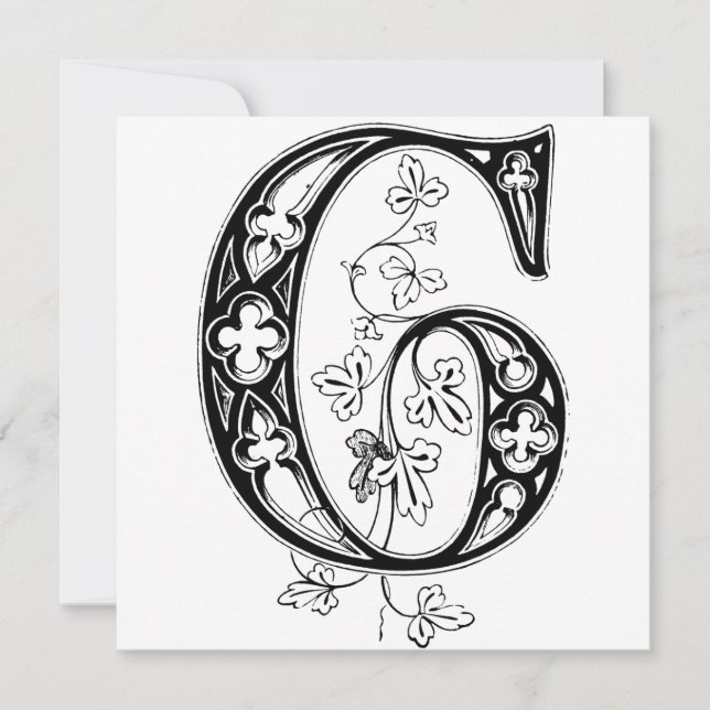 Monogram G Initial Black and White Floral Pattern (Vorderseite)