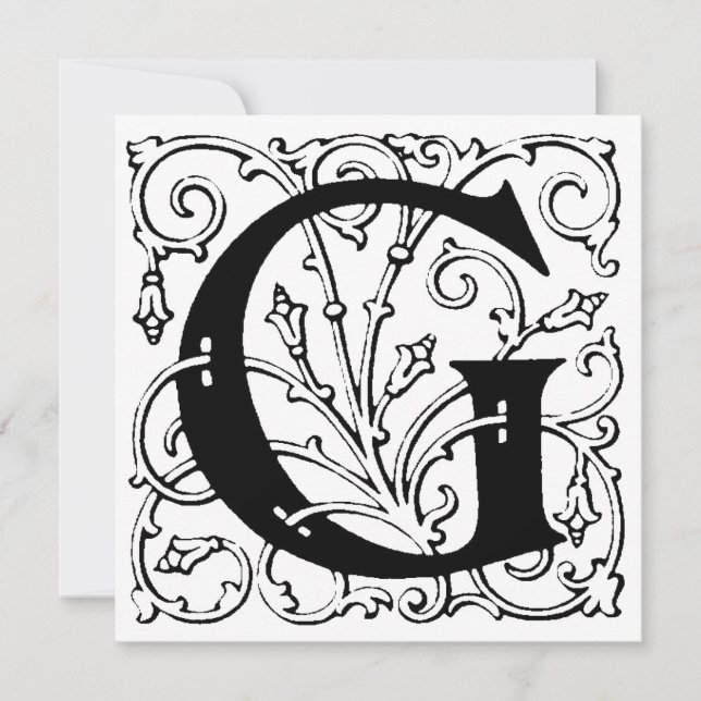Monogram G Initial Black and White Floral Pattern (Vorderseite)
