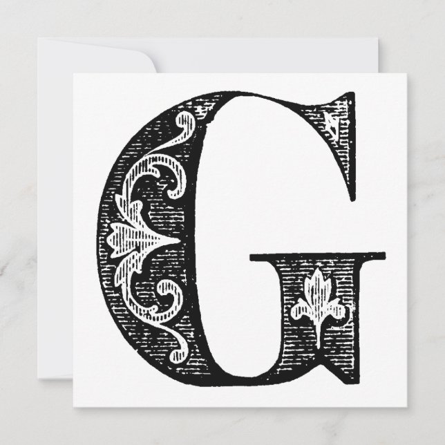 Monogram G Initial Black and White Floral Pattern (Vorderseite)