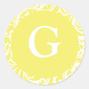 Monogram G Light Yellow Personalizable Invasion Runder Aufkleber
