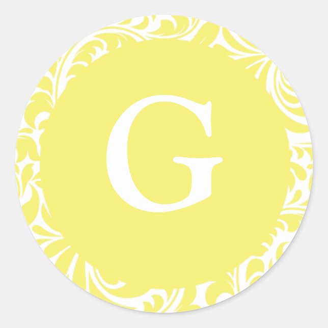 Monogram G Light Yellow Personalizable Invasion Runder Aufkleber (Vorderseite)