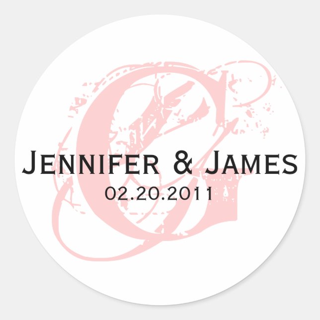 Monogram G Save the Date Hochzeitsticker Runder Aufkleber (Vorderseite)