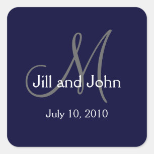 Monogram Gastgeschenk Hochzeit Stickers Navy