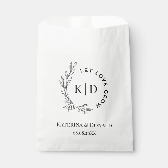 Monogram Gelassen Liebe Grow Seed Gastgeschenk Hoc Geschenktütchen (Vorderseite)