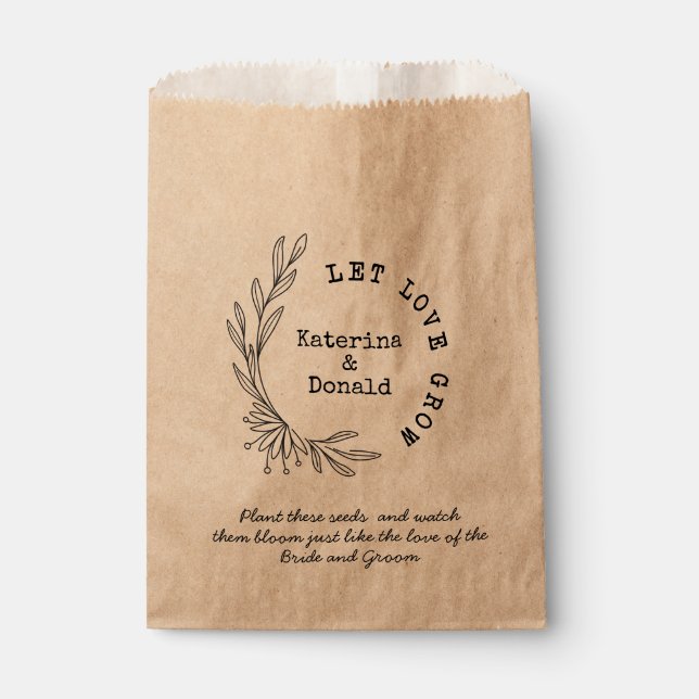 Monogram Gelassen Liebe Grow Seed Gastgeschenk Hoc Geschenktütchen (Vorderseite)
