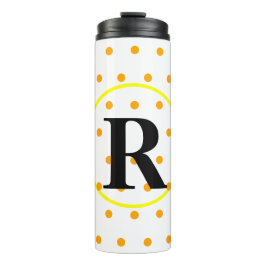 Monogram Gelb-Orange-Polka-Punkte Thermosbecher