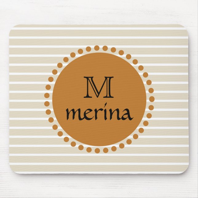 Monogram, gelber gelber Streifen Mousepad (Vorne)